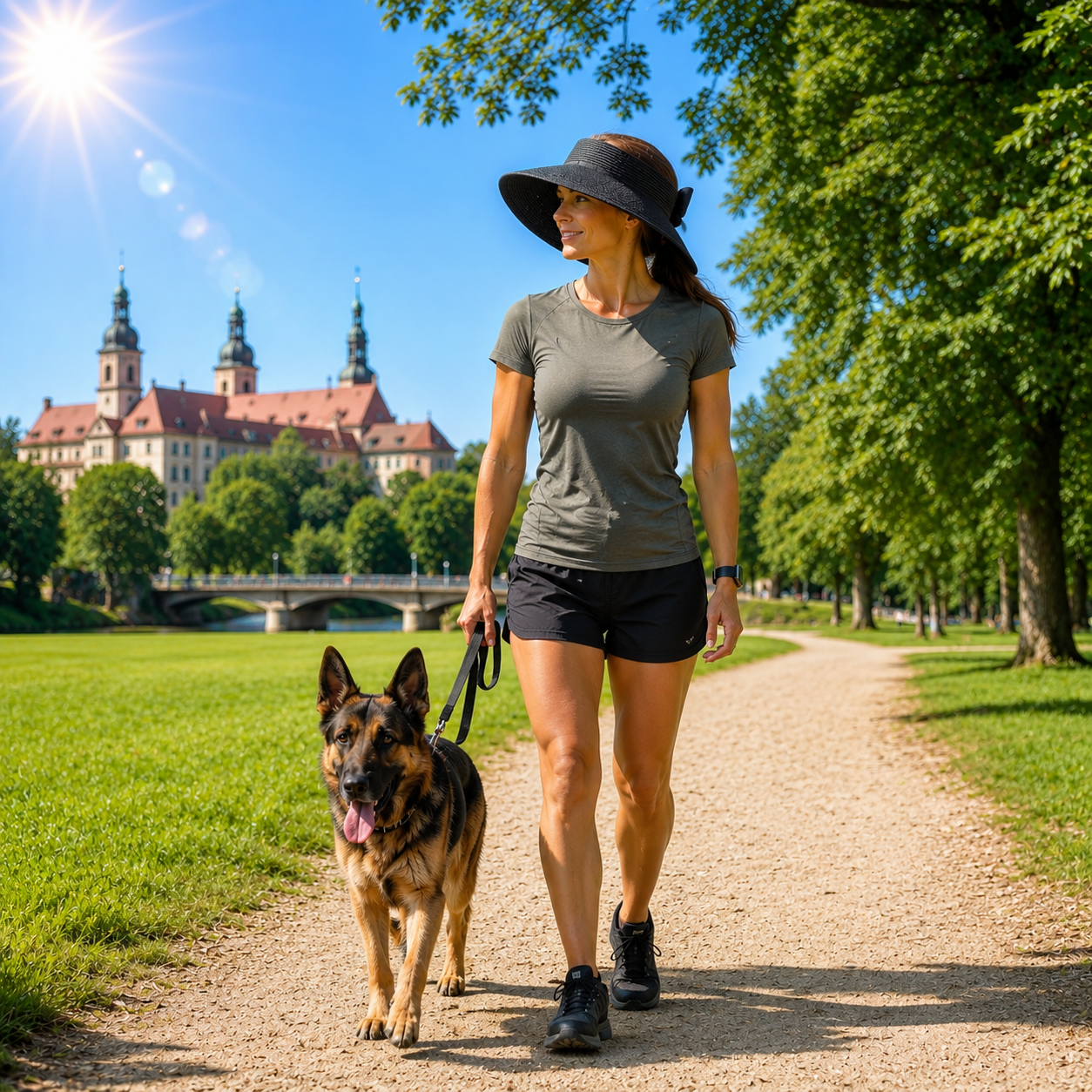Damen Sommerhut UPF 50+ UV Stroh fuer Hundespaziergaenge | Perdon