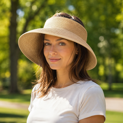 Damen Sommerhut UPF 50+ UV Stroh fuer Hundespaziergaenge | Perdon