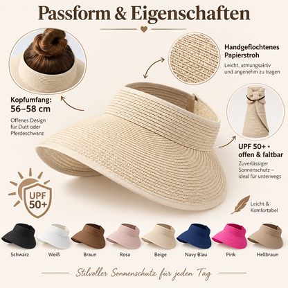 Damen Sommerhut UPF 50+ UV Stroh für Hundespaziergänge | Perdon