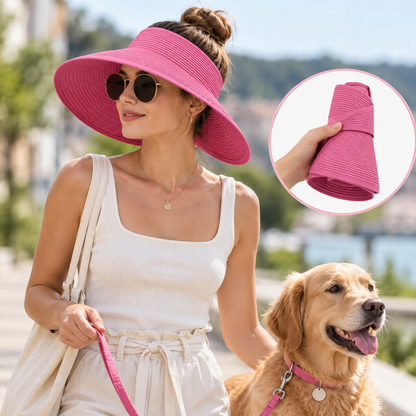 Damen Sommerhut UPF 50+ UV Stroh für Hundespaziergänge | Perdon