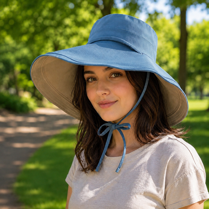 Damen Sommerhut UPF 50+ UV wendbar fuer Hundespaziergaenge | Zorven