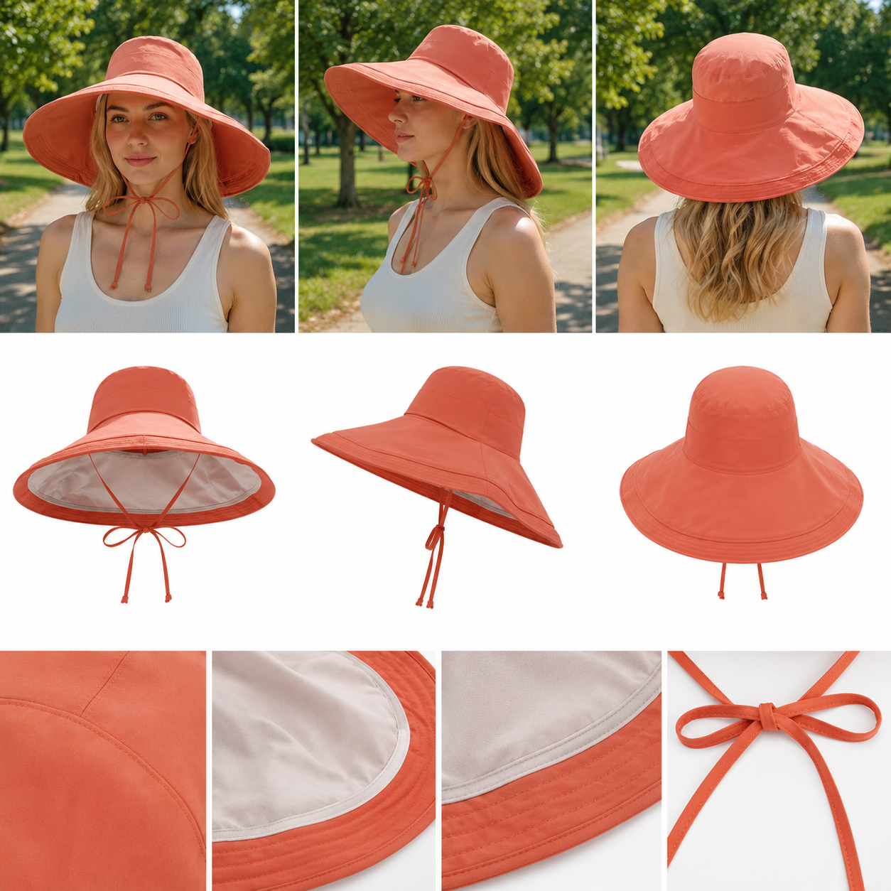 Damen Sommerhut UPF 50+ UV wendbar fuer Hundespaziergaenge | Zorven