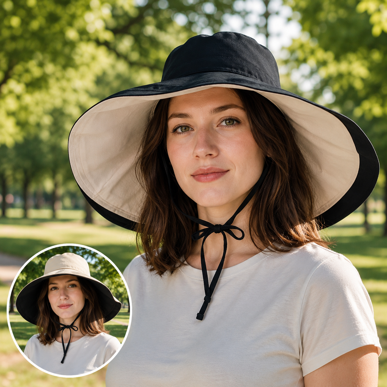 Damen Sommerhut UPF 50+ UV wendbar fuer Hundespaziergaenge | Zorven