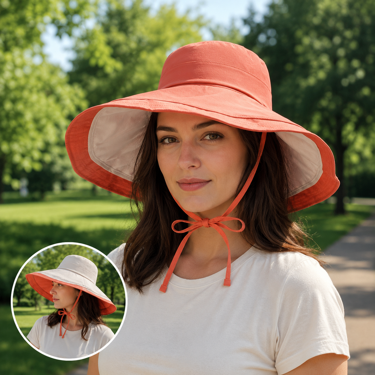 Damen Sommerhut UPF 50+ UV wendbar fuer Hundespaziergaenge | Zorven