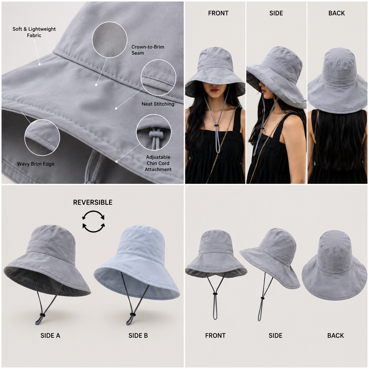 Damen Sommerhut UPF 50+ UV wendbar für Hundespaziergänge | Zorven