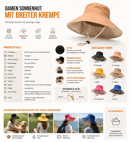 Damen Sonnenhut UPF 50+ UV für sonnige Hundespaziergänge  Kervon