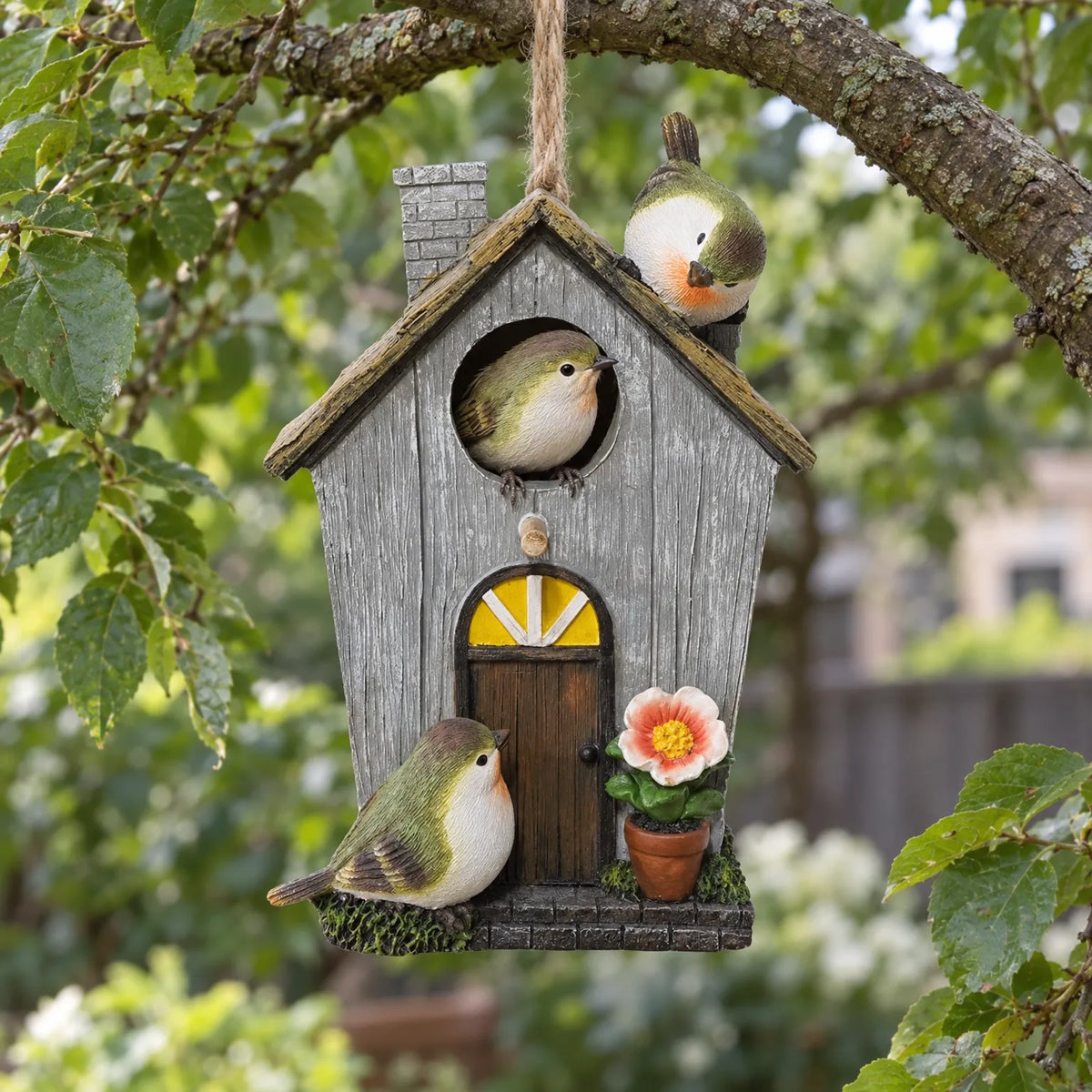 Dekoratives Vogelhaus Mit Bemalten Details