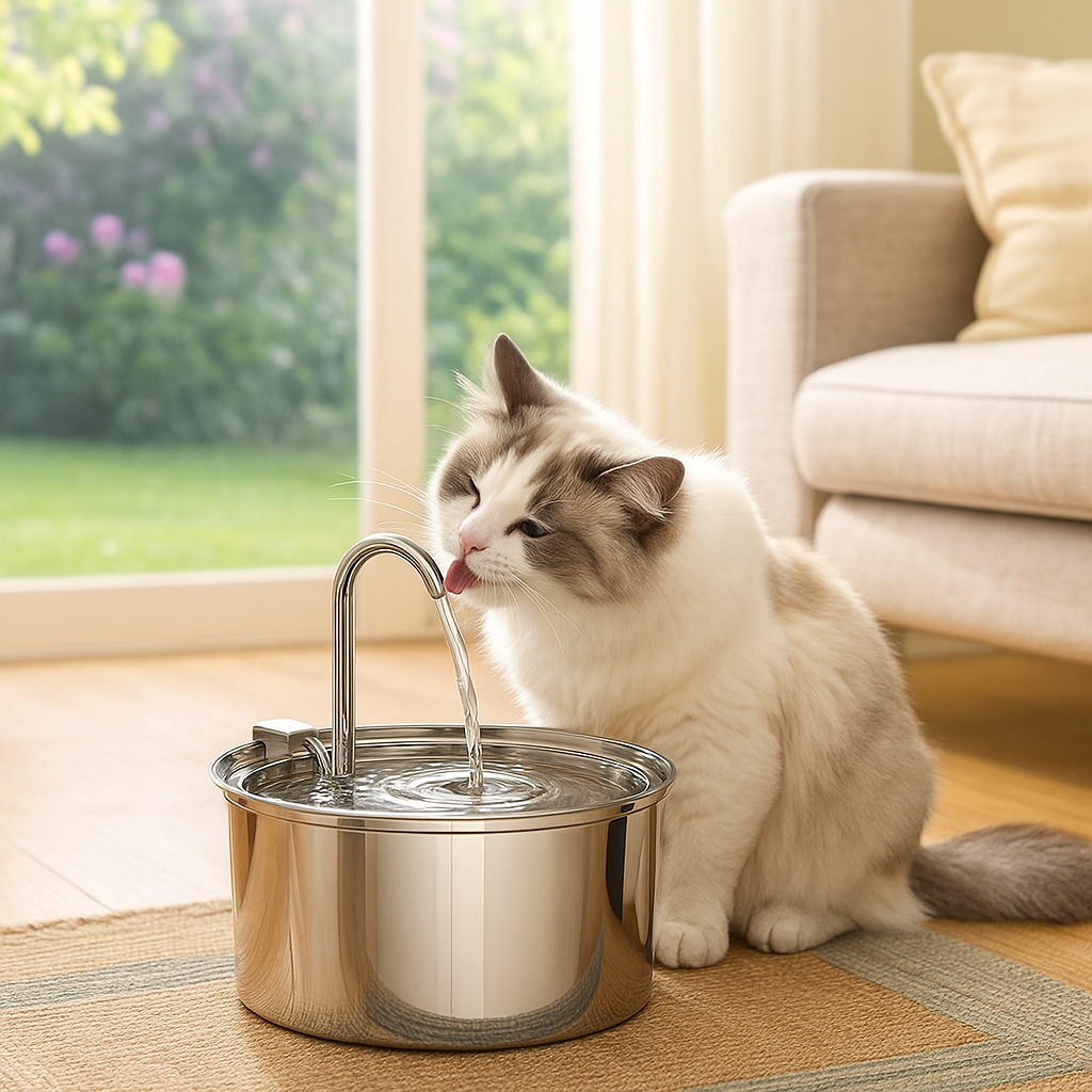 Edelstahl Trinkbrunnen für Katzen und Hunde 3L | Veluna