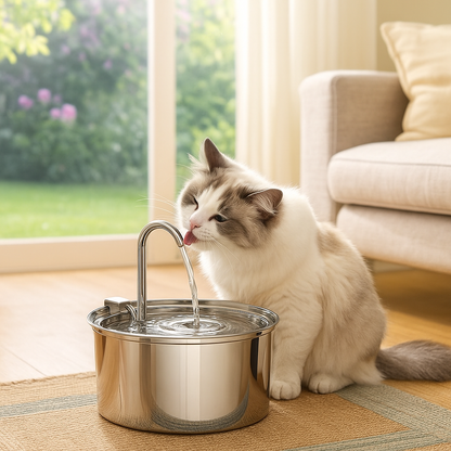 Edelstahl Trinkbrunnen für Katzen und Hunde 3L | Veluna