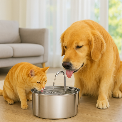 Edelstahl Trinkbrunnen für Katzen und Hunde 3L | Veluna