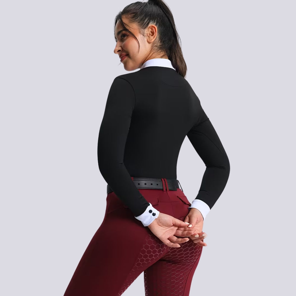 Equestrian Shirt Nylon Stretch Slim Fit Langarm | Salmera