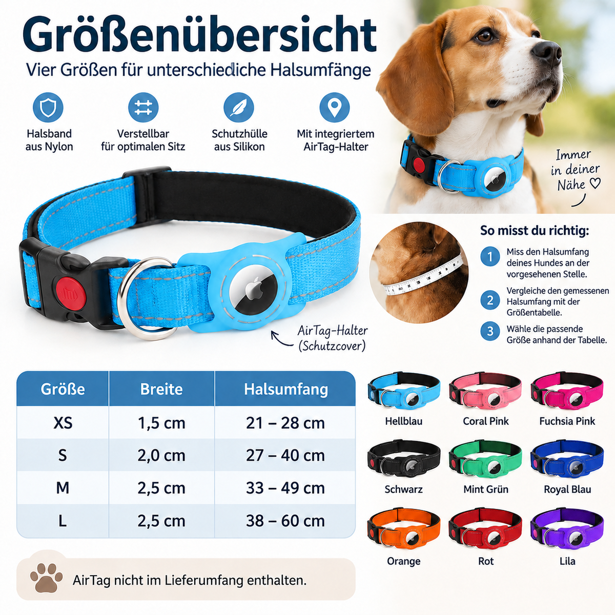 Frederik | Wasserdichter AirTag Haustierhalter