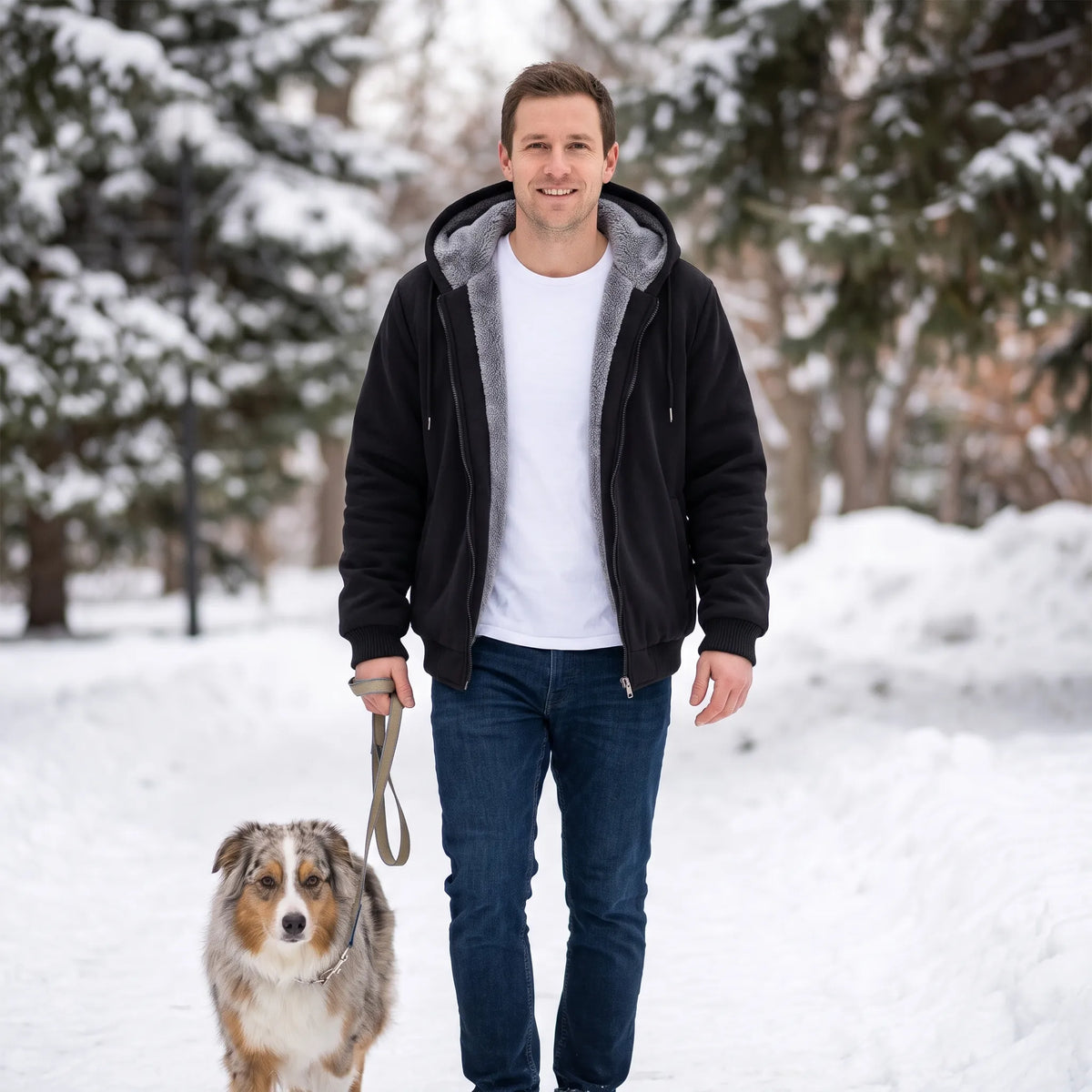 Gefütterte Winterjacke Mit Kapuze