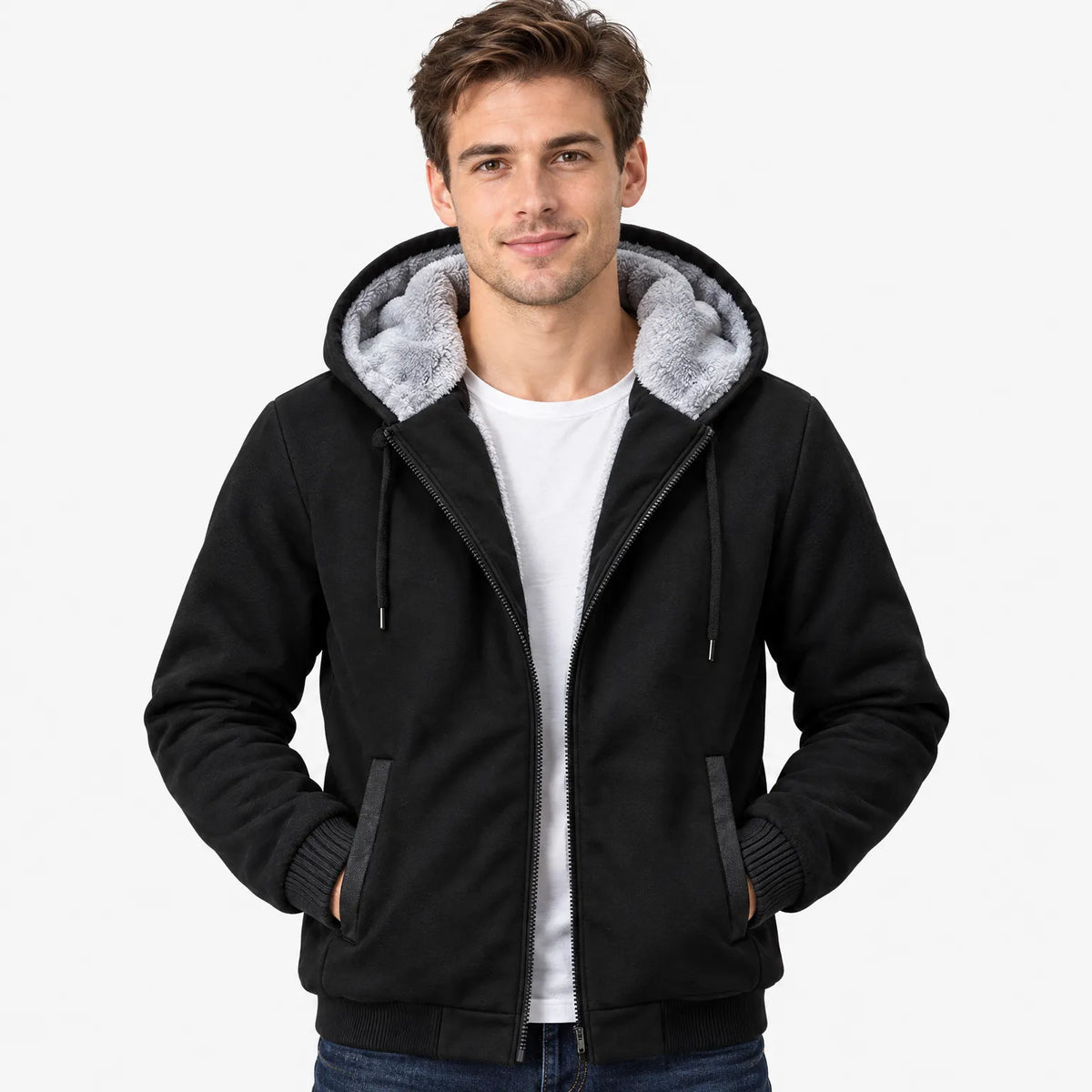 Gefütterte Winterjacke Mit Kapuze