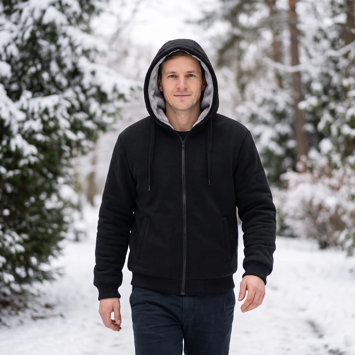 Gefütterte Winterjacke Mit Kapuze