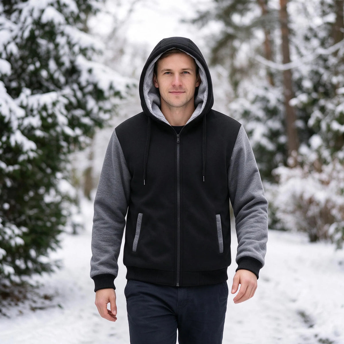 Gefütterte Winterjacke Mit Kapuze