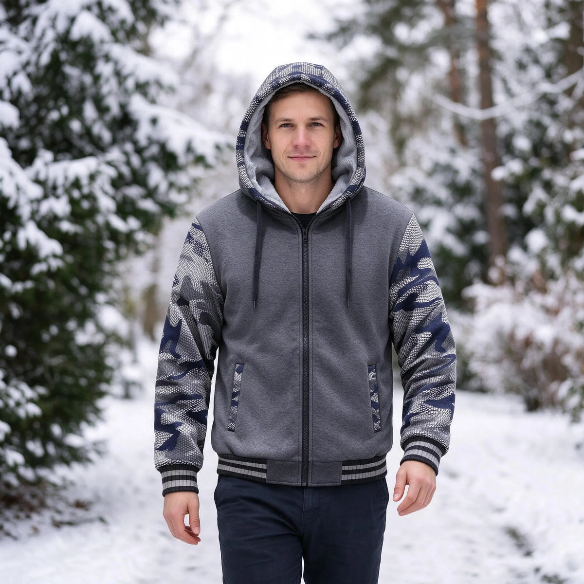 Gefütterte Winterjacke Mit Kapuze