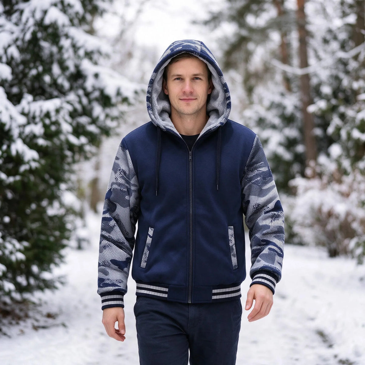 Gefütterte Winterjacke Mit Kapuze