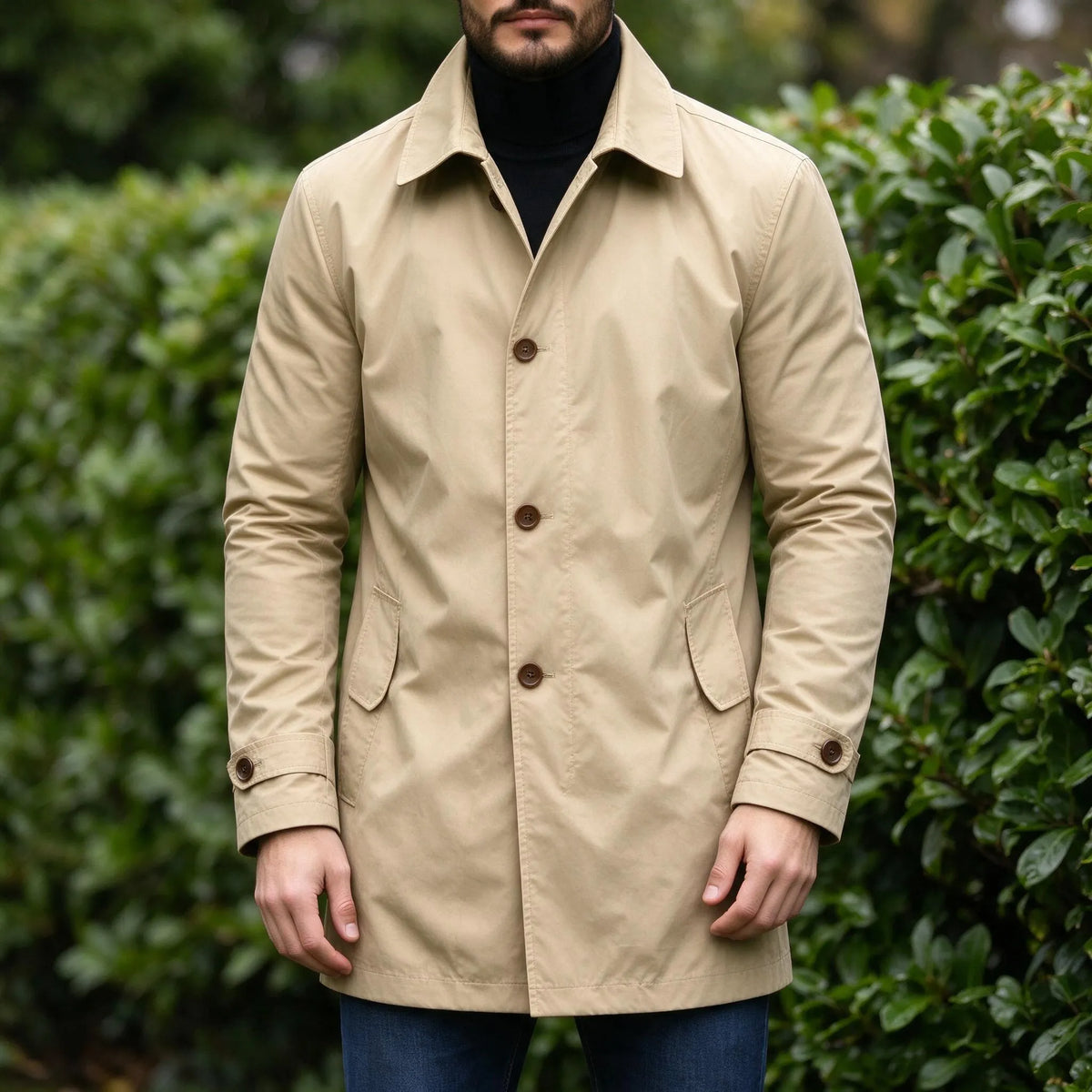 Gerader Trenchcoat Mit Schrägen Seitentaschen