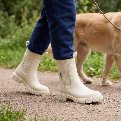 Halbhohe Regenstiefel Mit Elastischem Einsatz