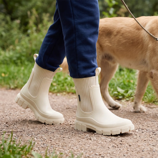 Halbhohe Regenstiefel Mit Elastischem Einsatz