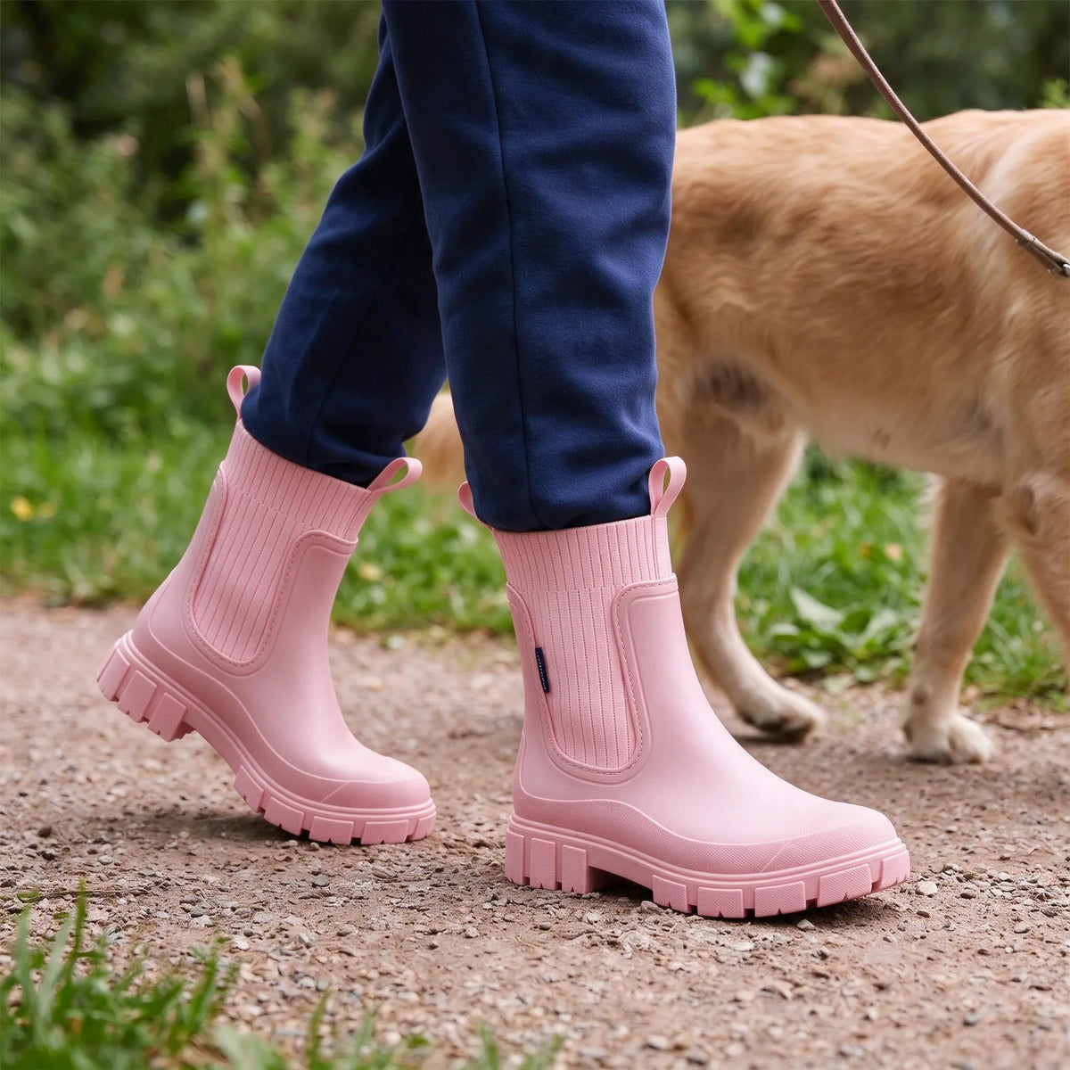Halbhohe Regenstiefel Mit Elastischem Einsatz