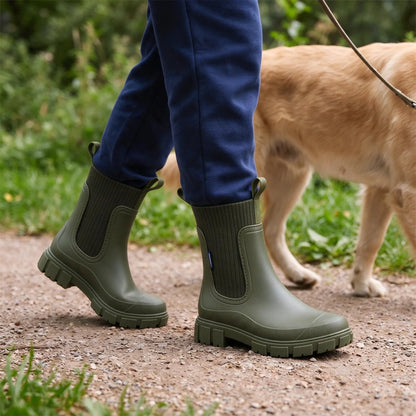 Halbhohe Regenstiefel Mit Elastischem Einsatz