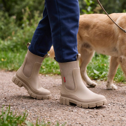 Halbhohe Regenstiefel Mit Elastischem Einsatz