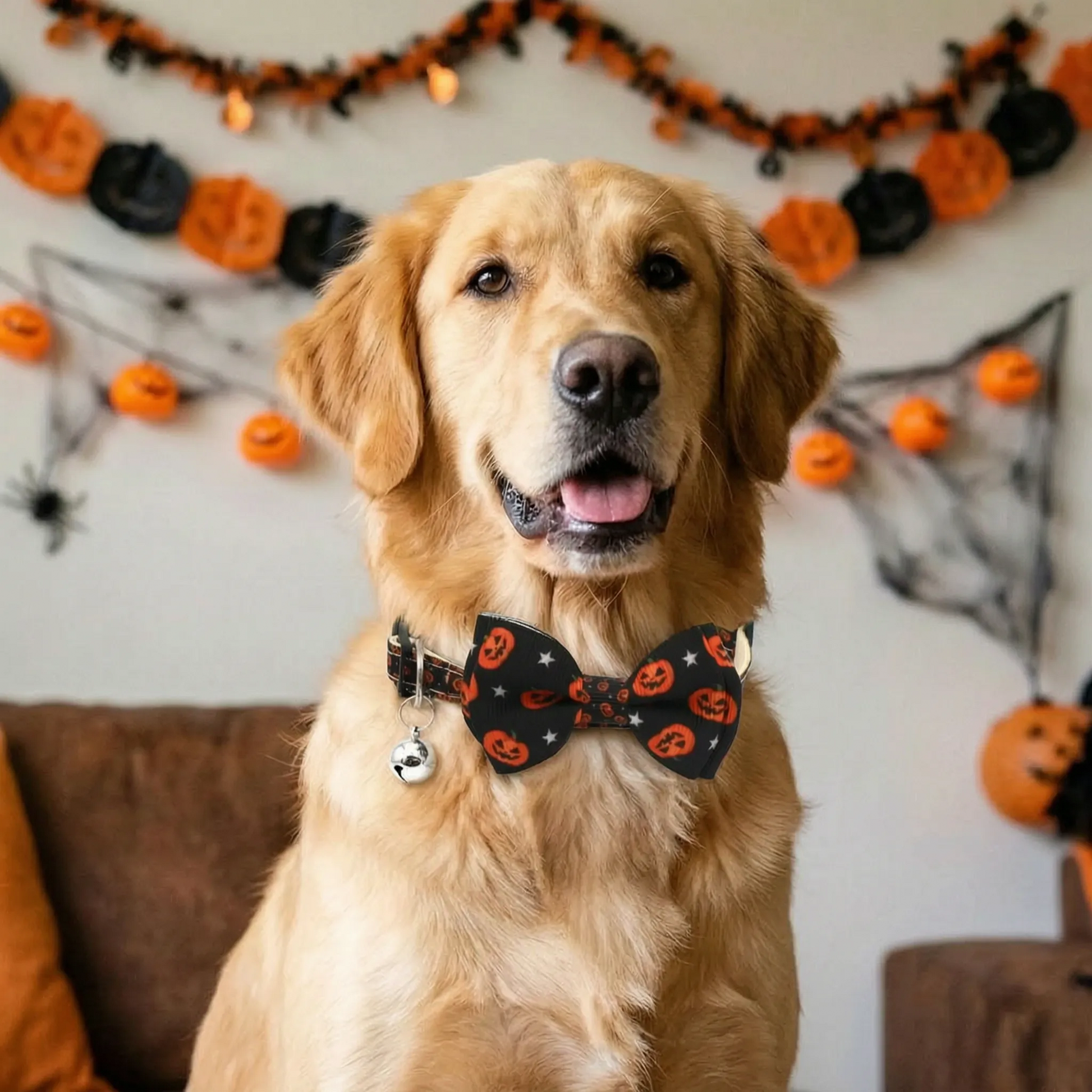 Halloween Hundehalsband mit Fliege und Glocke für Hunde