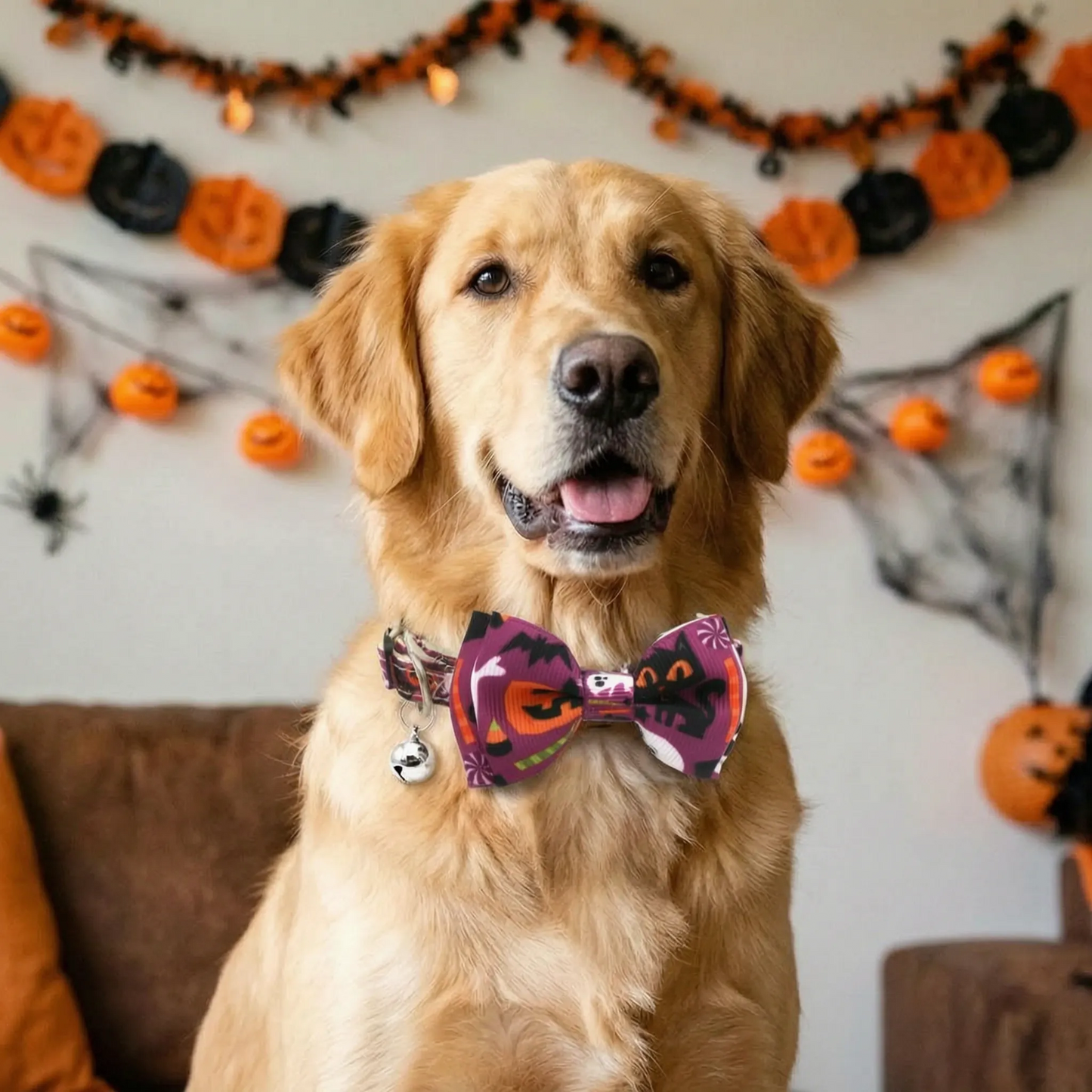 Halloween Hundehalsband mit Fliege und Glocke für Hunde