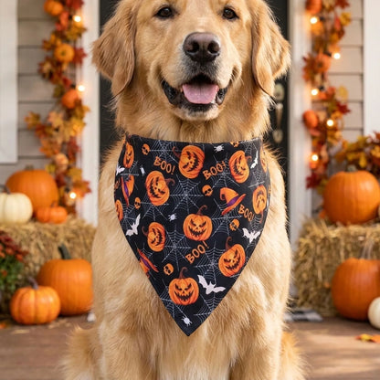 Halloween Hundehalstuch 2er Set mit Kürbis und Geister Motiven
