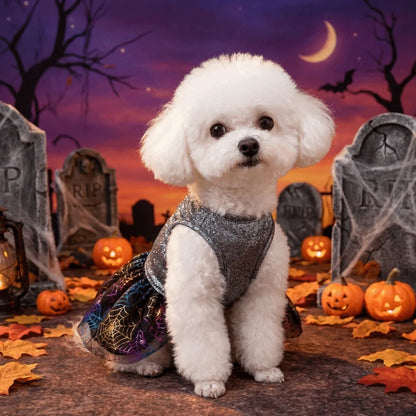 Halloween Hundekostüm Glitzerkleid mit Rock für kleine Hunde