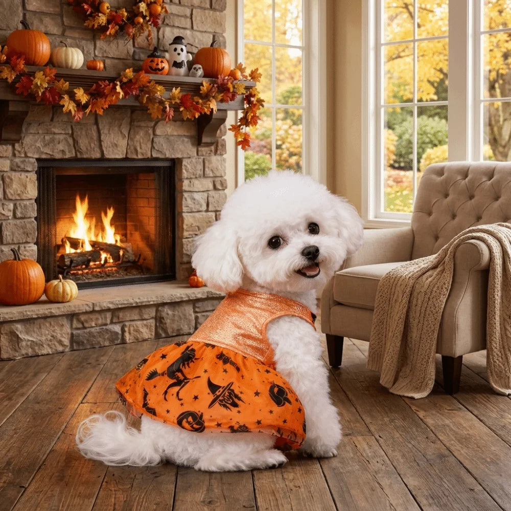 Halloween Hundekostüm Glitzerkleid mit Rock für kleine Hunde