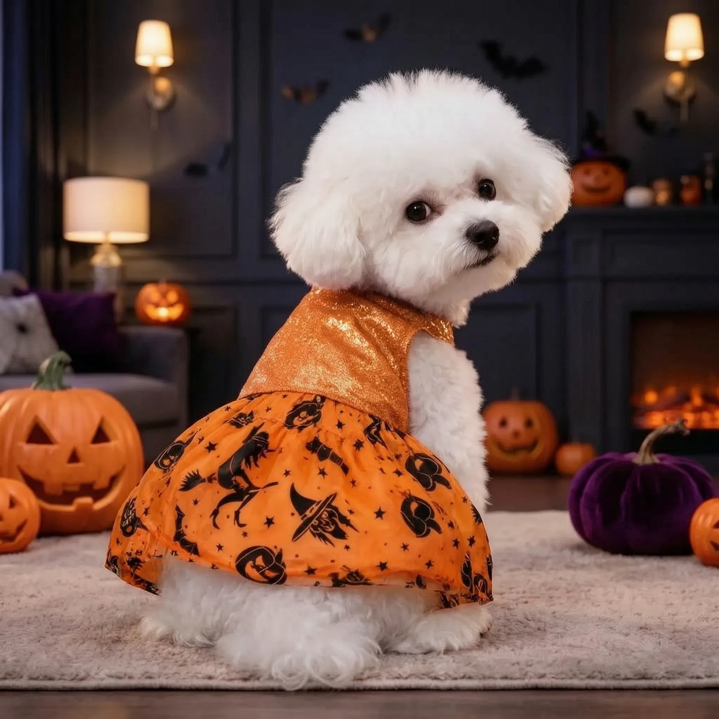 Halloween Hundekostüm Glitzerkleid mit Rock für kleine Hunde