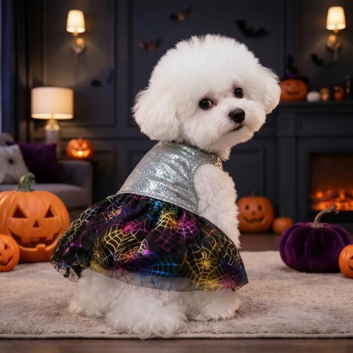 Halloween Hundekostüm Glitzerkleid mit Rock für kleine Hunde