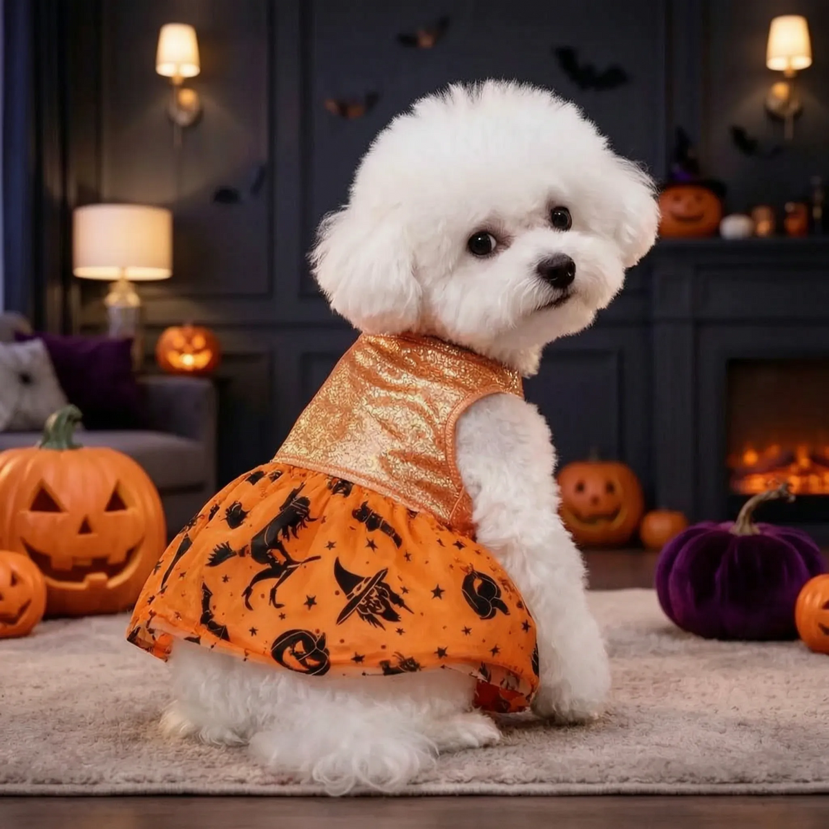 Halloween Hundekostüm Glitzerkleid mit Rock für kleine Hunde