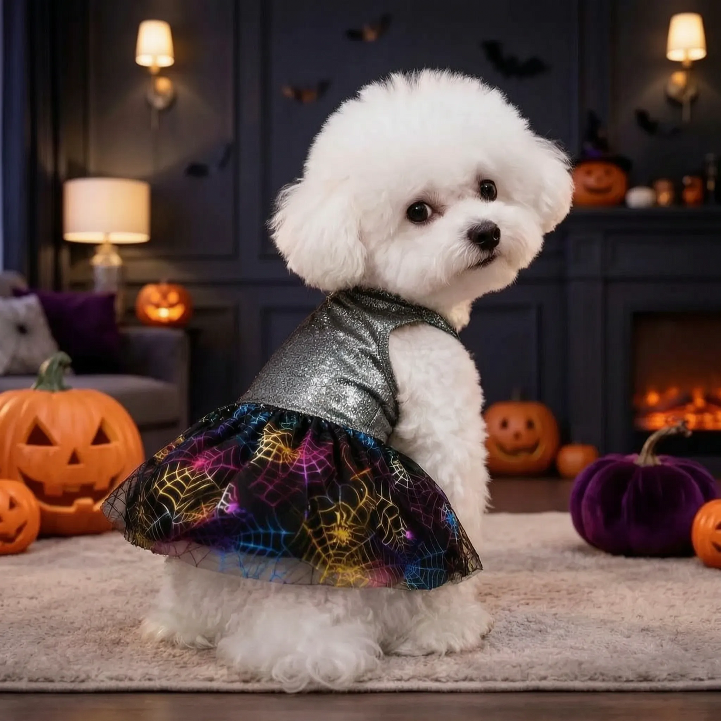 Halloween Hundekostüm Glitzerkleid mit Rock für kleine Hunde