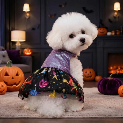 Halloween Hundekostüm Glitzerkleid mit Rock für kleine Hunde