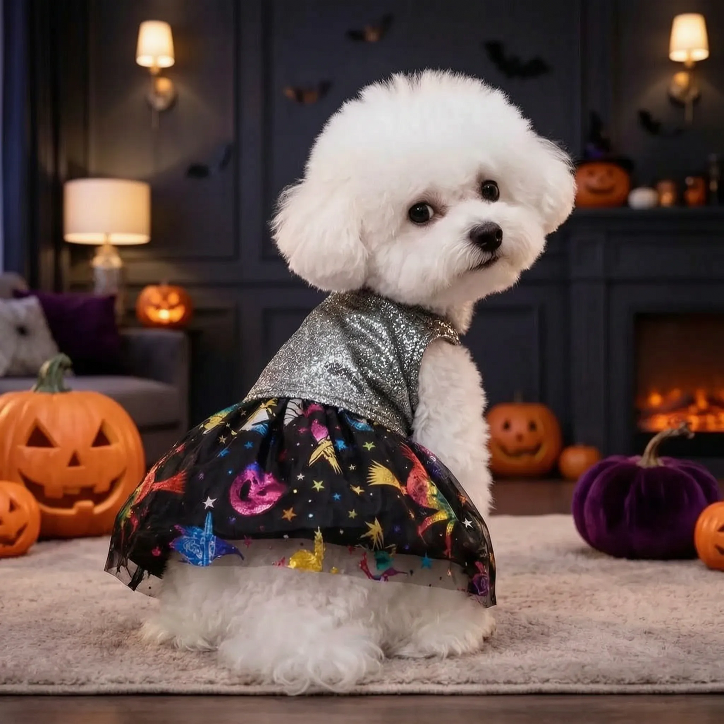 Halloween Hundekostüm Glitzerkleid mit Rock für kleine Hunde