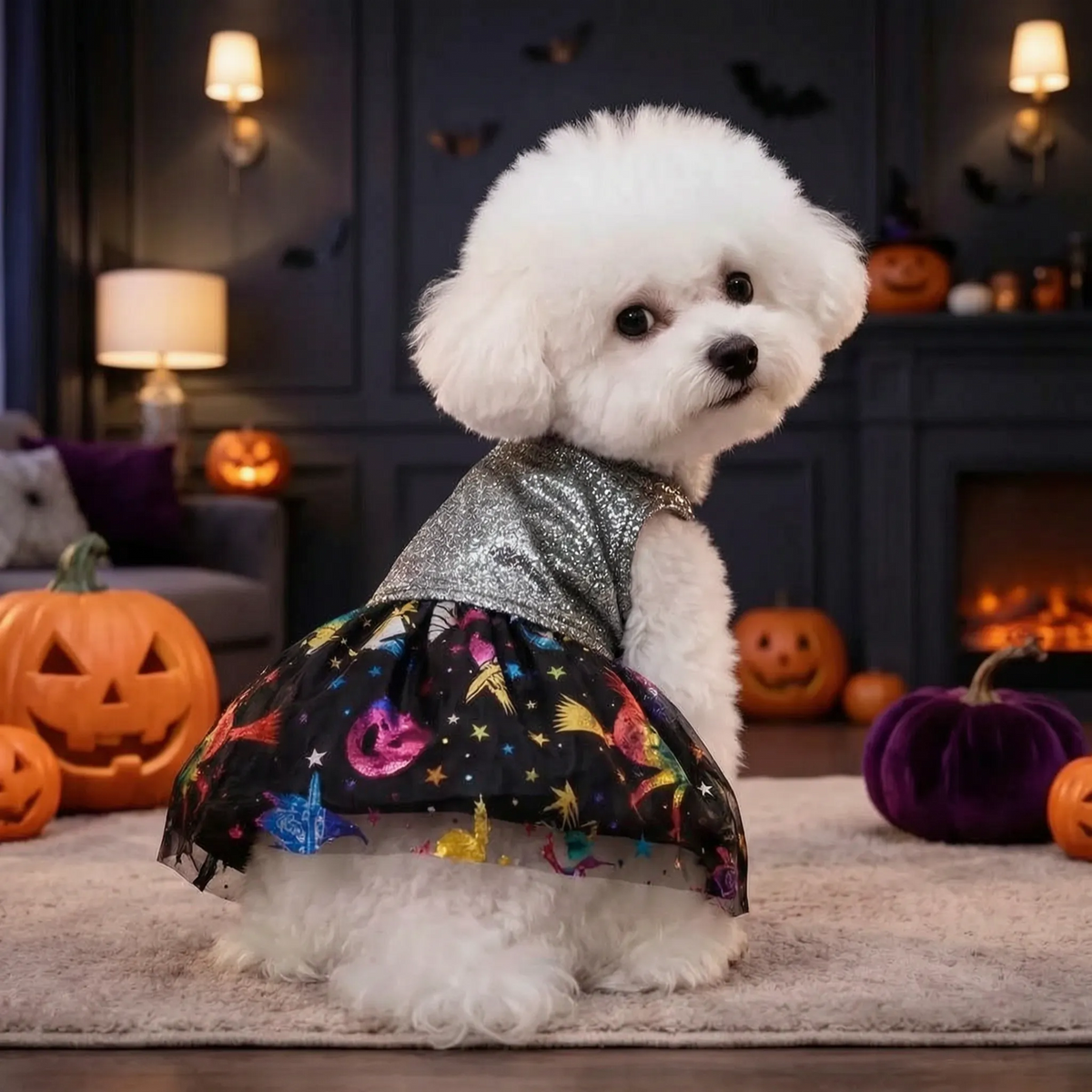 Halloween Hundekostüm Glitzerkleid mit Rock für kleine Hunde