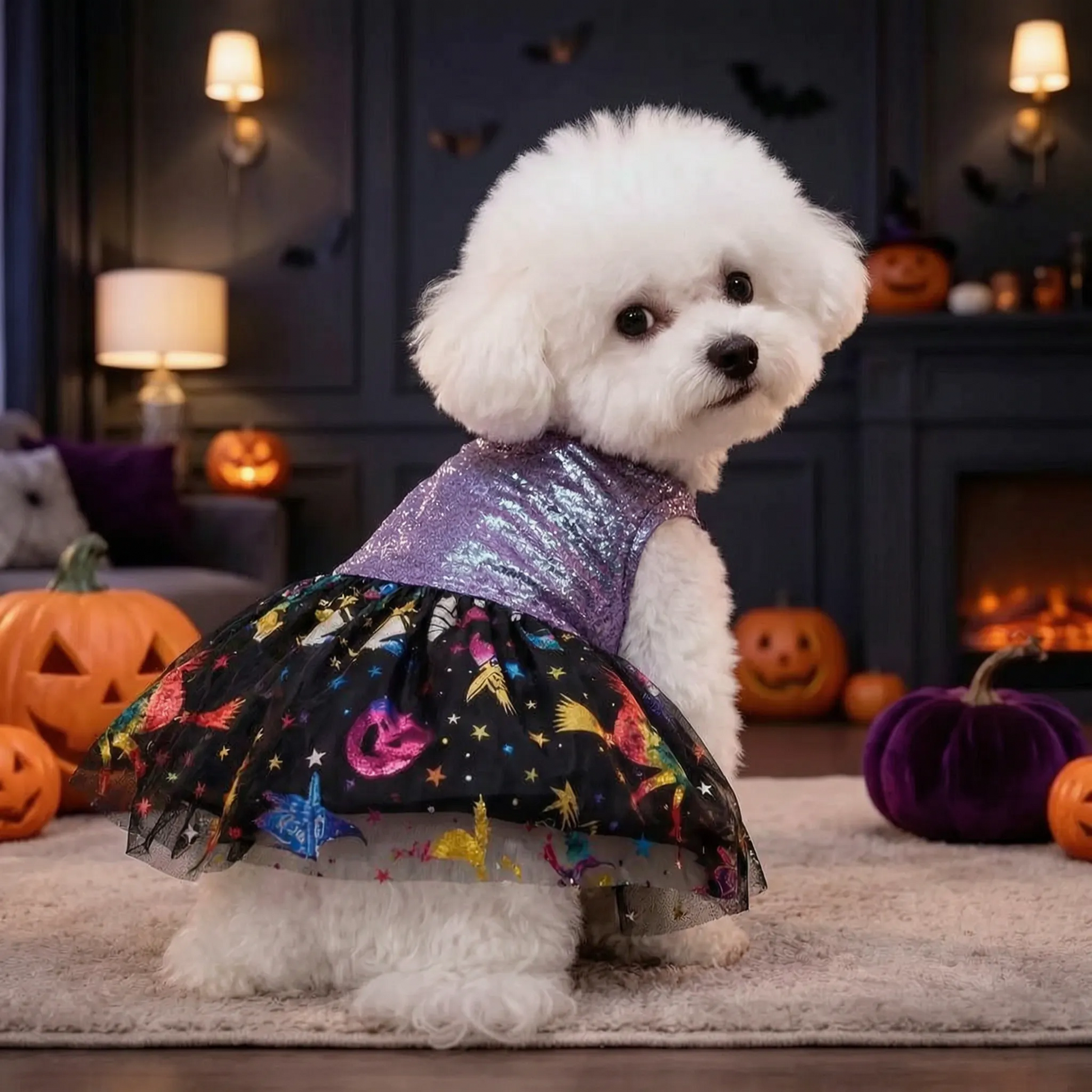 Halloween Hundekostüm Glitzerkleid mit Rock für kleine Hunde