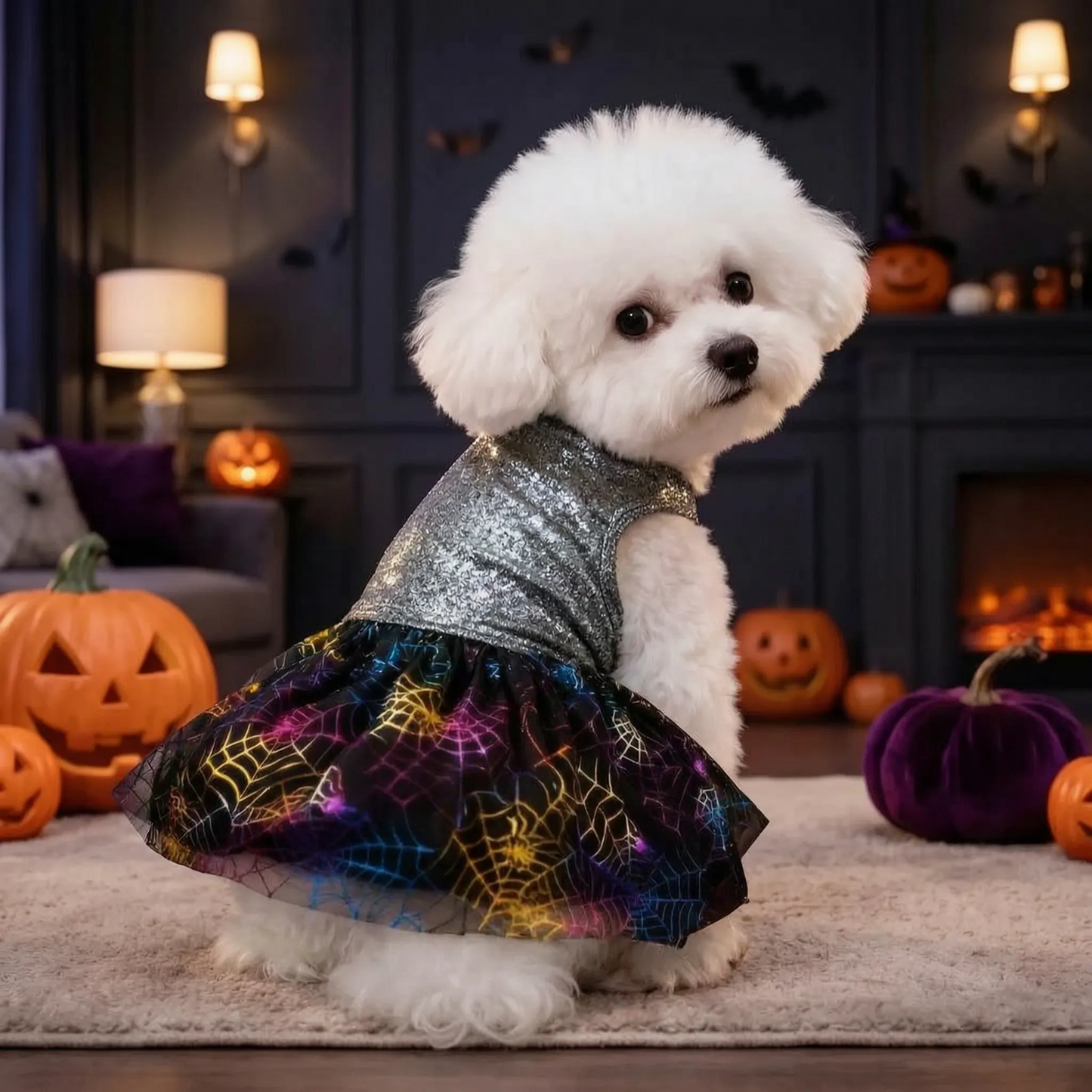 Halloween Hundekostüm Glitzerkleid mit Rock für kleine Hunde