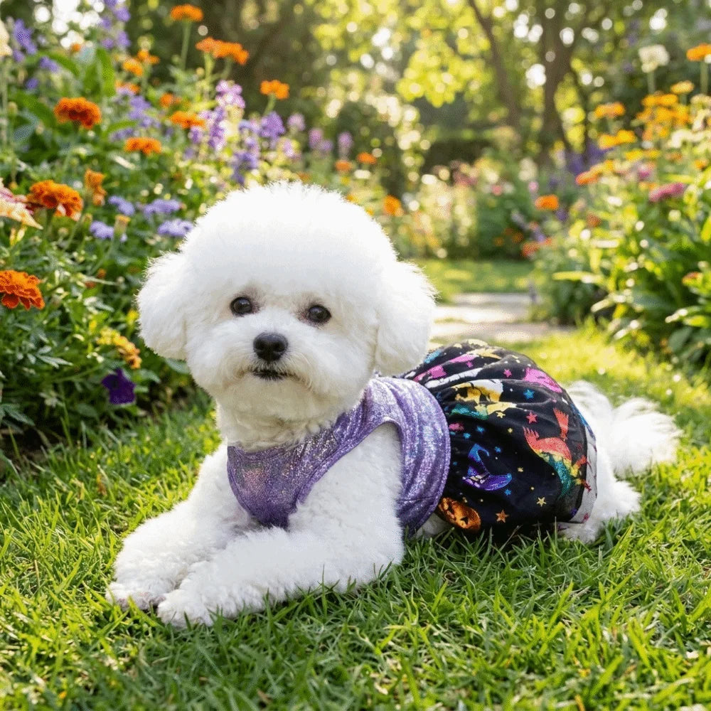 Halloween Hundekostüm Glitzerkleid mit Rock für kleine Hunde