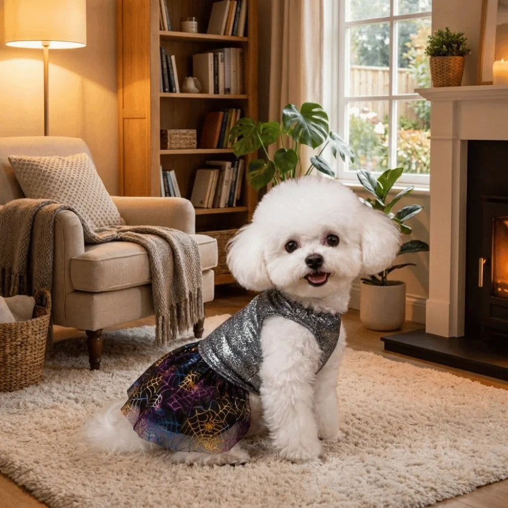 Halloween Hundekostüm Glitzerkleid mit Rock für kleine Hunde
