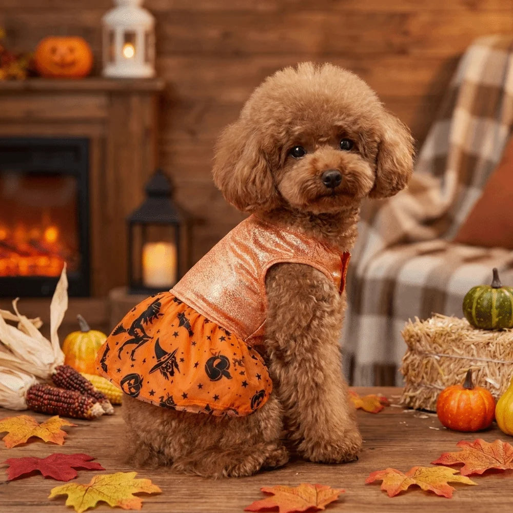 Halloween Hundekostüm Glitzerkleid mit Rock für kleine Hunde