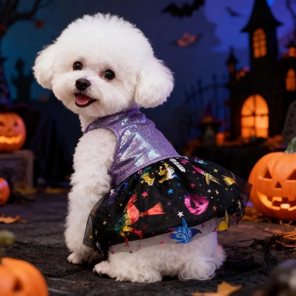 Halloween Hundekostüm Glitzerkleid mit Rock für kleine Hunde