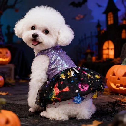 Halloween Hundekostüm Glitzerkleid mit Rock für kleine Hunde