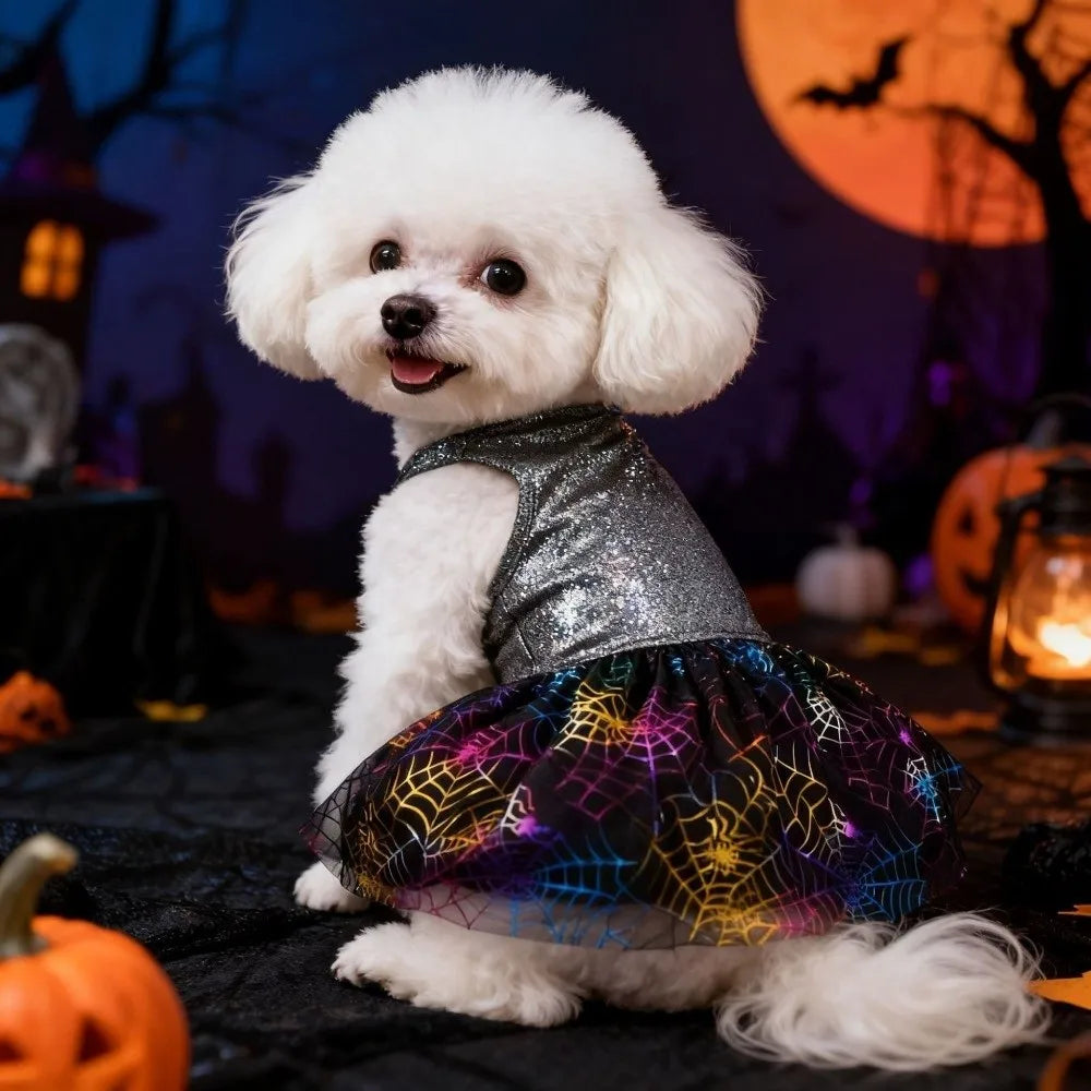 Halloween Hundekostüm Glitzerkleid mit Rock für kleine Hunde