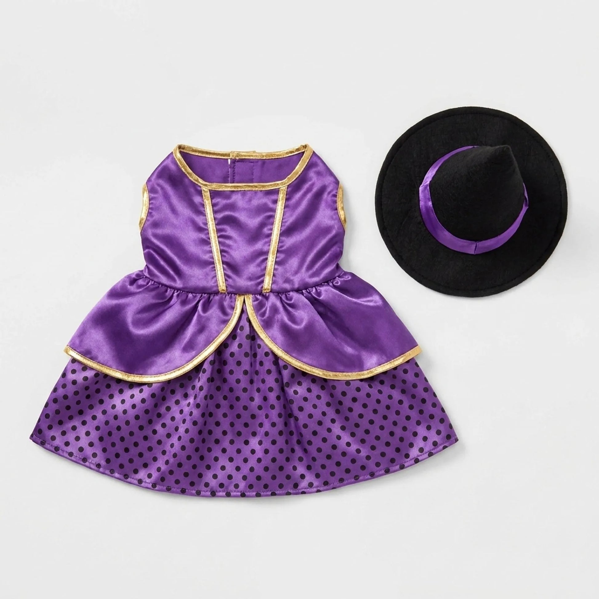 Halloween Hundekostüm Hexenkleid mit Hexenhut für Hunde