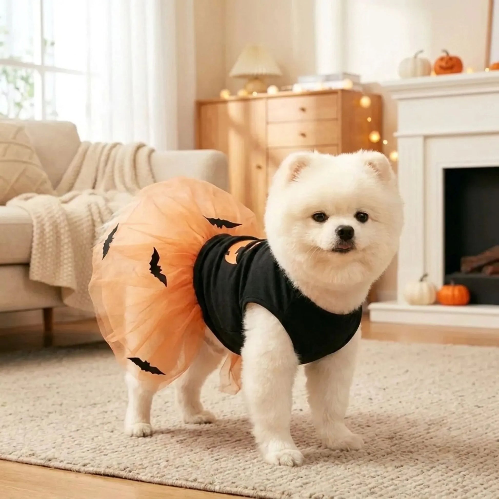 Halloween Hundekostüm Kürbis Kleid mit Tüllrock für Hunde